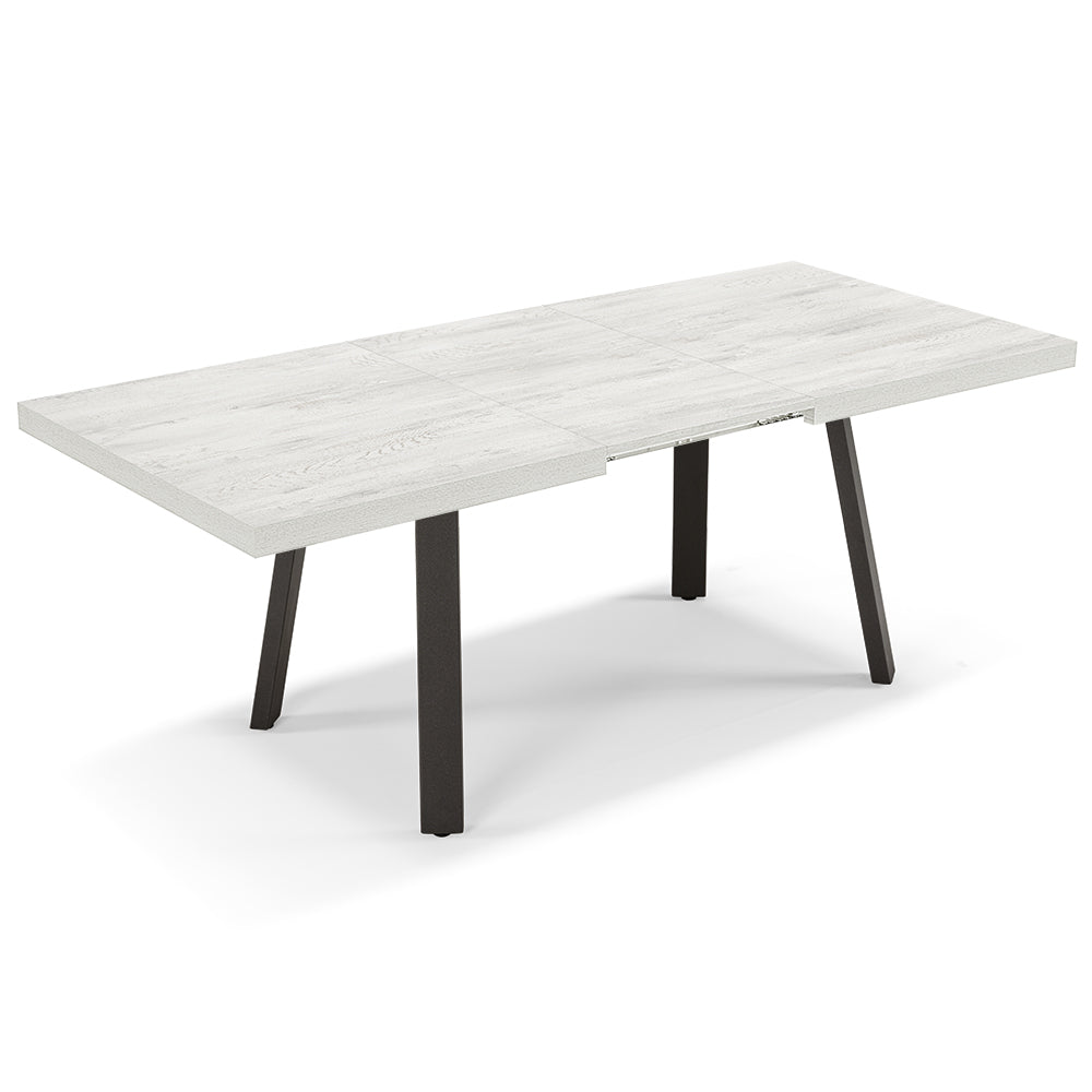 Tavolo allungabile da pranzo145x85 modello MIRO’ fino a 195 CM per sala da pranzo, cucina e soggiorno, design moderno con top in melaminico, colore Quercia Bianco