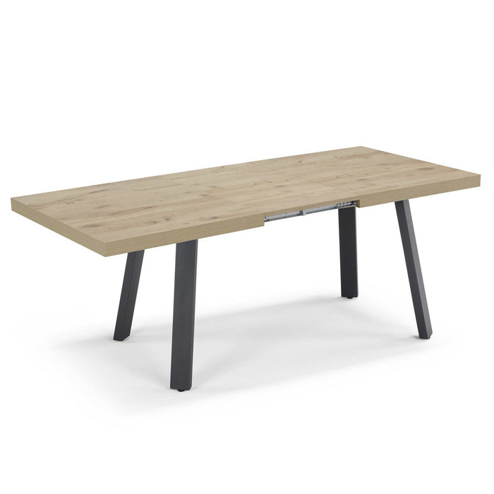 Tavolo allungabile da pranzo145x85 modello MIRO’ fino a 195 CM per sala da pranzo, cucina e soggiorno, design moderno con top in melaminico, colore Quercia