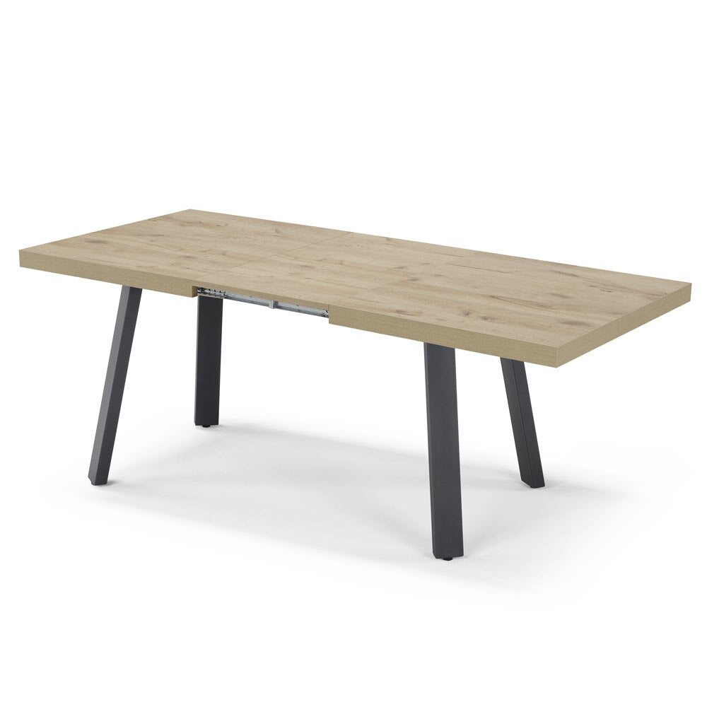 Tavolo allungabile da pranzo145x85 modello MIRO’ fino a 195 CM per sala da pranzo, cucina e soggiorno, design moderno con top in melaminico, colore Quercia