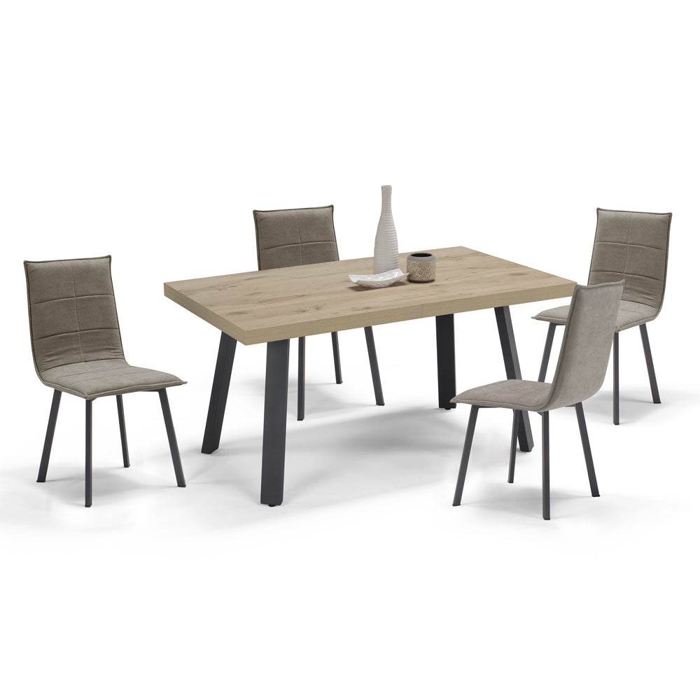 Tavolo allungabile da pranzo145x85 modello MIRO’ fino a 195 CM per sala da pranzo, cucina e soggiorno, design moderno con top in melaminico, colore Quercia