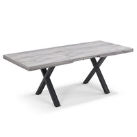 Tavolo allungabile da pranzo 160x90 MADE IN ITALY modello PABLO fino a 260 CM per sala da pranzo, cucina e soggiorno, design moderno con top in melaminico, colore Cemento