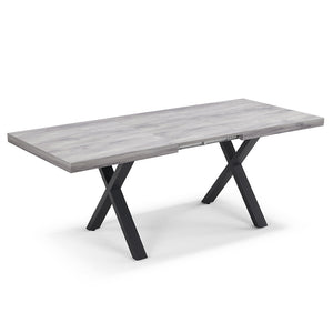 Tavolo allungabile da pranzo 160x90 MADE IN ITALY modello PABLO fino a 260 CM per sala da pranzo, cucina e soggiorno, design moderno con top in melaminico, colore Cemento
