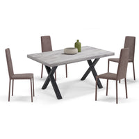 Tavolo allungabile da pranzo 160x90 MADE IN ITALY modello PABLO fino a 260 CM per sala da pranzo, cucina e soggiorno, design moderno con top in melaminico, colore Cemento