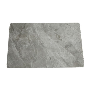Tavolo Pacific con piano in ceramica effetto marmo grigio lucido e gambe nere