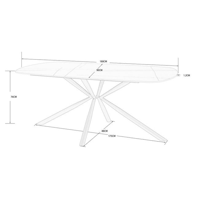 Tavolo Style fisso con piano in ceramica effetto marmo nero opaco e oro con gambe nere