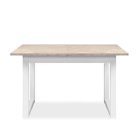 Tavolo allungabile Houston 80B con struttura bianca e piano sabbia 120x75x80 cm.