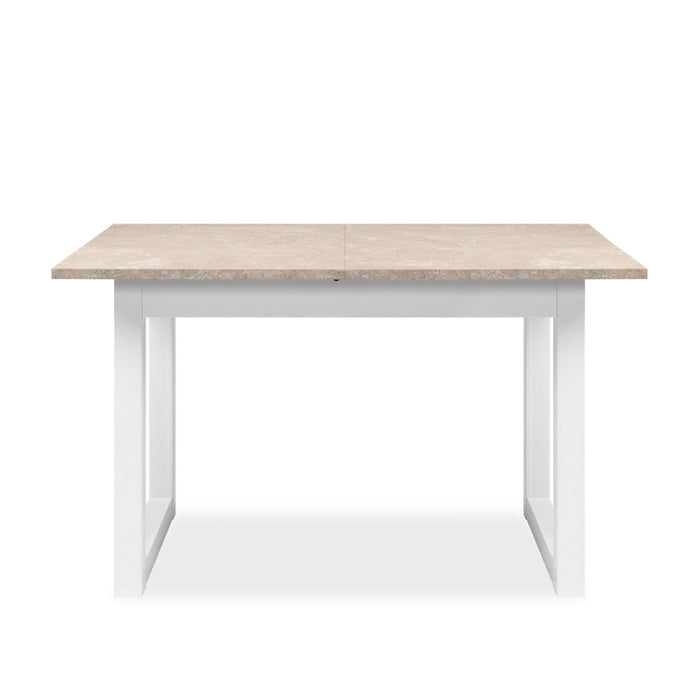 Tavolo allungabile Houston 80B con struttura bianca e piano sabbia 120x75x80 cm.
