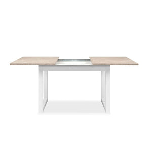 Tavolo allungabile Houston 80B con struttura bianca e piano sabbia 120x75x80 cm.
