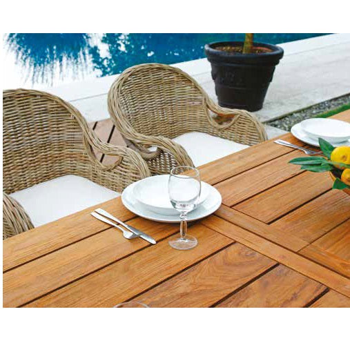 Tavolo allungabile Sumatra 180-250x100x77cm in teak riciclato