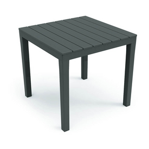 Tavolo quadrato da giardino 78x78x72h cm in plastica effetto legno colore antracite Tomaino