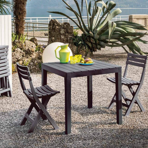 Tavolo quadrato da giardino 78x78x72h cm in plastica effetto legno colore antracite Tomaino