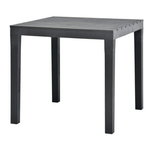 Tavolo quadrato da giardino 78x78x72h cm in plastica effetto legno colore antracite Tomaino