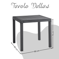 Tavolo da giardino in plastica quadrato Dallas effetto Rattan - Nero