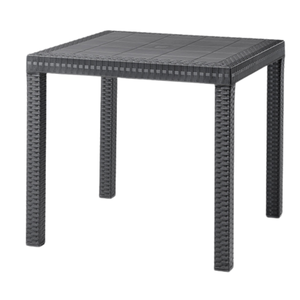 Tavolo da giardino in plastica quadrato Dallas effetto Rattan - Nero
