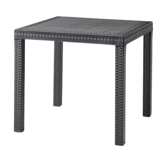 Tavolo da giardino in plastica quadrato Dallas effetto Rattan - Nero