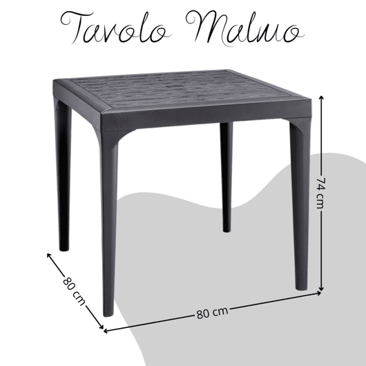 Tavolo da giardino in plastica quadrato Malmo effetto legno - Nero