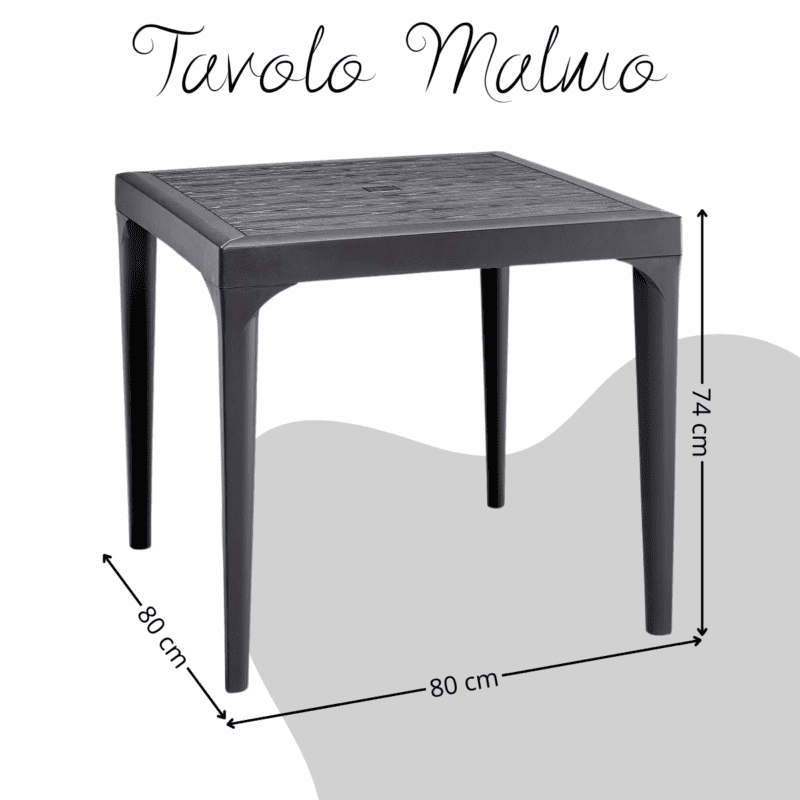 Tavolo da giardino in plastica quadrato Malmo effetto legno - Nero