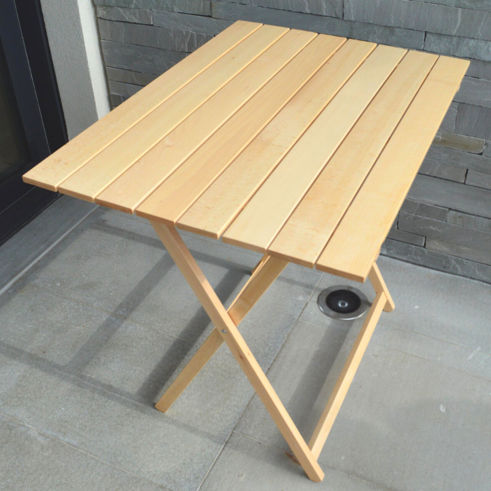 Tavolo pieghevole in legno 60×90cm uso interno ed esterno, salvaspazio Tomaino