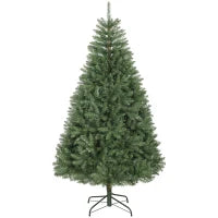Albero di Natale Artificiale da 180 cm con Rami a Cerniera e Base in Metallo Pieghevole, Verde