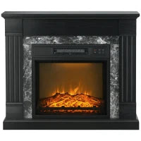 Camino Elettrico da Incasso a Terra con Timer, Fiamma e Temperatura Regolabile, 80x21.6x67.8 cm, Nero