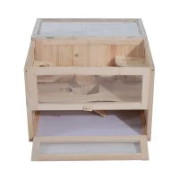 Pawhut Gabbia per Criceti e Piccoli Roditori in Legno di Abete 60x35x42cm