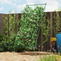 Supporto per Pomodori a forma di A a Livelli Regolabili con Rete, in Acciaio, PE e PP, 101x133x227 cm, Verde
