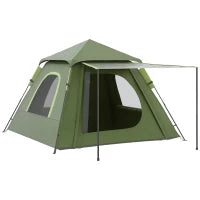 Tenda da Campeggio 2 Posti con Veranda, Finestre e Porta con Cerniera, 210x210x150 cm, Verde
