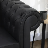 Divano 2 Posti in Stile Chesterfield in Pelle PU con Cuscino Rimovibile, 160x84x80 cm, Nero