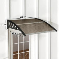 Tettoia da Esterno in Policarbonato per Porte e Finestre con Kit Montaggio 103x96.5x27cm - Marrone