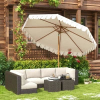 Ombrellone da Giardino a Manovella e Inclinabile, Prese d'Aria e 8 Stecche, 2.7x2.4 m, Crema