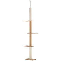 Albero Tiragraffi per Gatti a 4 Livelli con Altezza Regolabile, Marrone, 43x27x228-260cm
