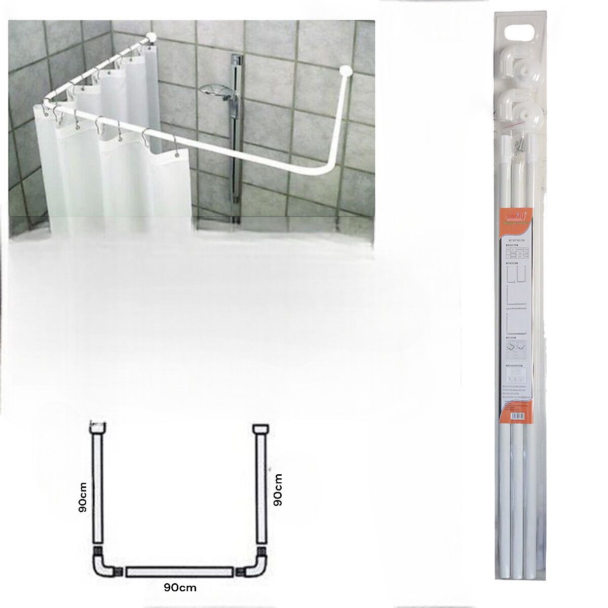 Telaio Bastone sostegno per tenda tende doccia docce 90x90x90 cm bianco