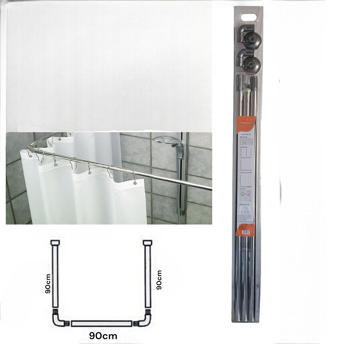 Telaio Bastone sostegno per tenda tende doccia docce 90x90x90 cm acciaio