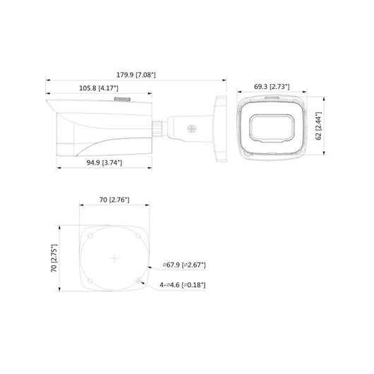 Telecamera Analogica Bullet 1080P 2MP Full Color Starlight 120dB True WDR 3DNR Ottica Fissa 3.6mm IP67 DC12V HDCVI Carcassa Plastica DAHUA HAC-HFW2249EP-A