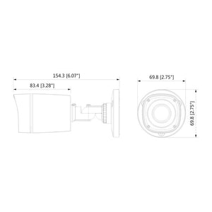 Telecamera Analogica Bullet 720P 1MP Ottica Fissa 3.6mm IP67 DC12V HDCVI Smart IR Carcassa Plastica DAHUA HAC-HFW1000RP