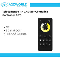 Telecomando RF 2.4G Per Centralina Controller CCT RF 2.4G   3V Con Pile AAA (Escluso)  2 Canali CCT CLC102W Nero