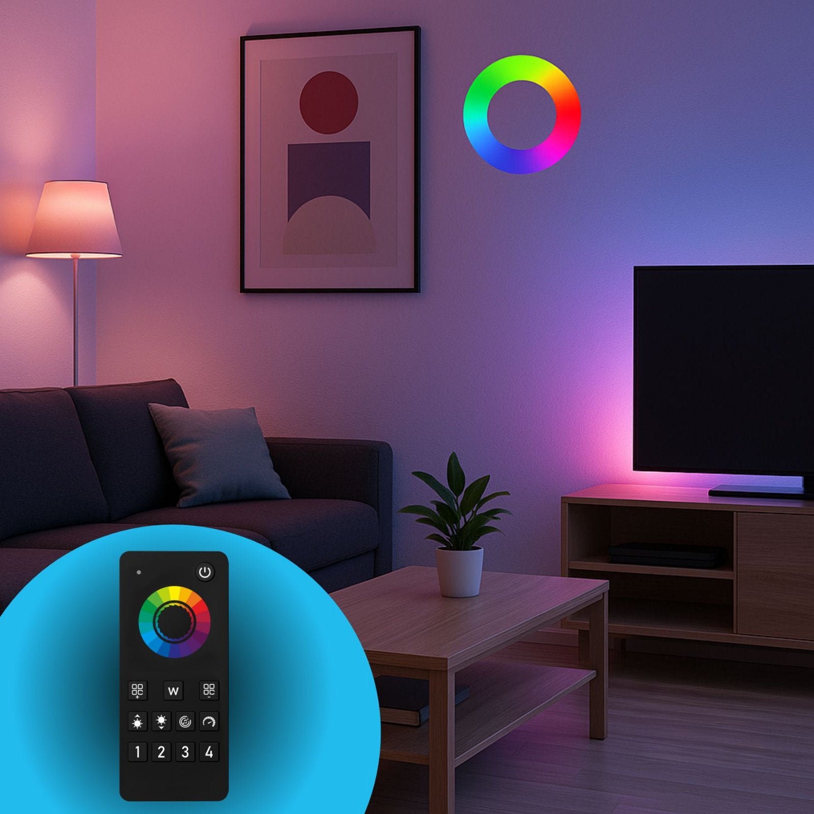 Telecomando RF 2.4G Per Centralina Controller RGB RF 2.4G   3V Con Pile AAA (Escluso)  3 Canali RGB CLC103W Nero