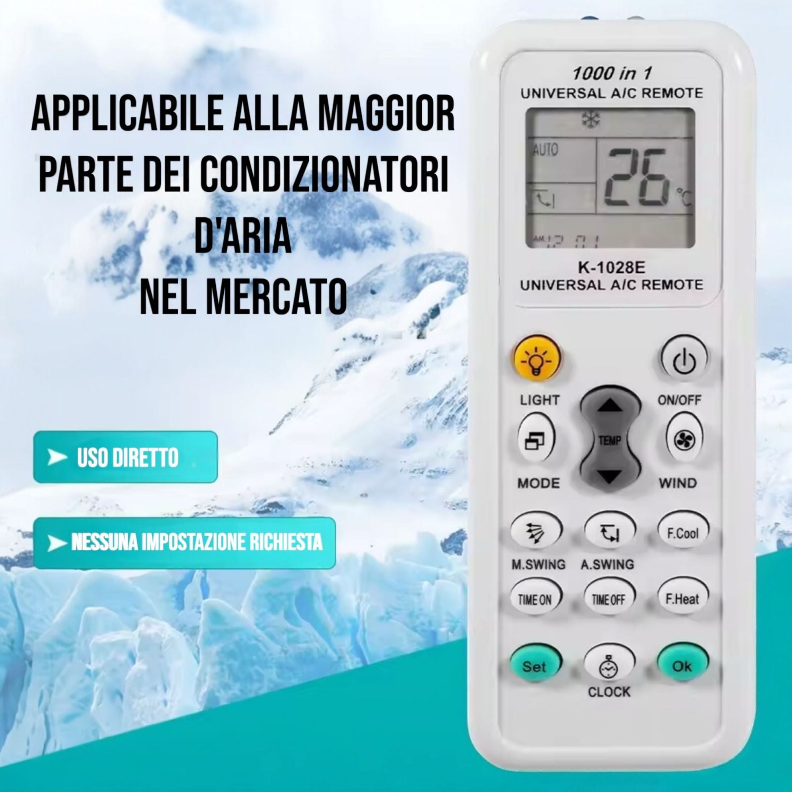 Telecomando Universale Condizionatori 1000 in 1 LCD Compatibile Programmabile
