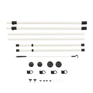 Appendiabiti Telescopico con 2 Aste Porta Abiti in Acciaio Bianco Regolabile in Altezza 105 - 278 cm e in Larghezza 75 -