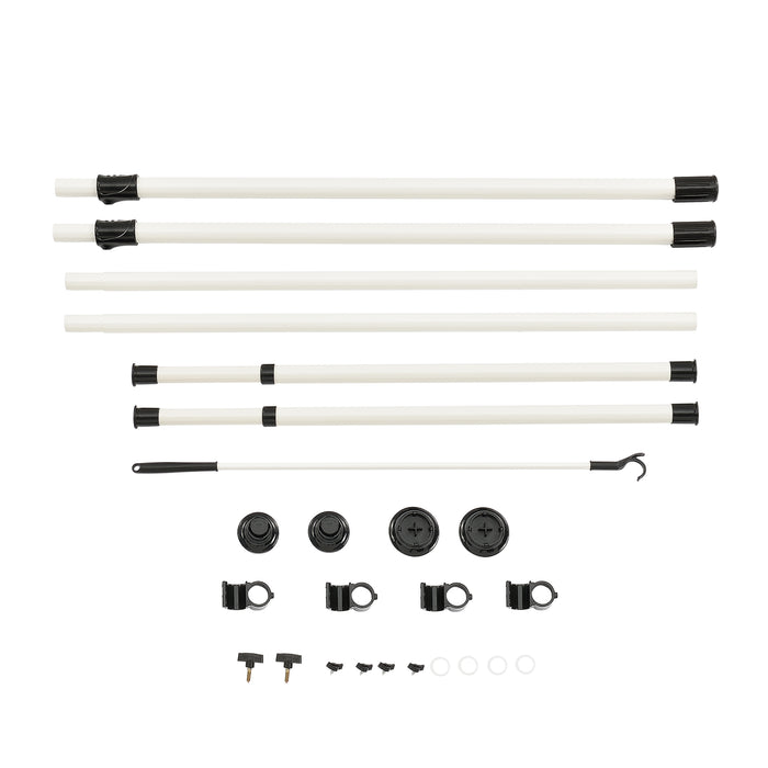 Appendiabiti Telescopico con 2 Aste Porta Abiti in Acciaio Bianco Regolabile in Altezza 105 - 278 cm e in Larghezza 75 -