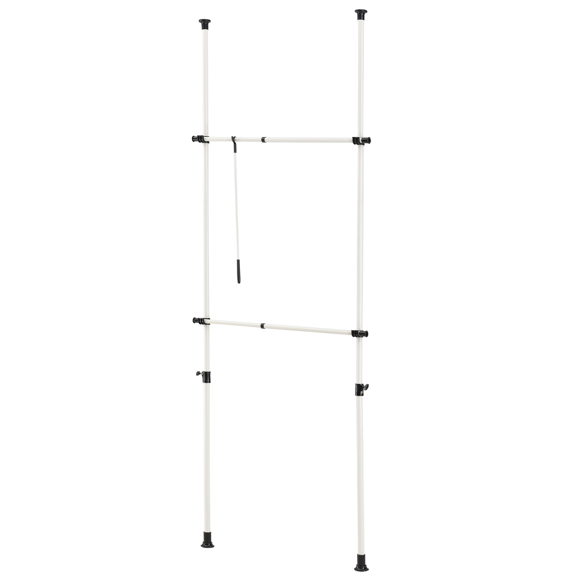 Appendiabiti Telescopico con 2 Aste Porta Abiti in Acciaio Bianco Regolabile in Altezza 105 - 278 cm e in Larghezza 75 -