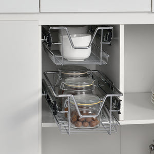 Set di 2 Cassetti Telescopici Estraibili a Rete con Guide in Acciaio 27x44x14 cm [en.casa]