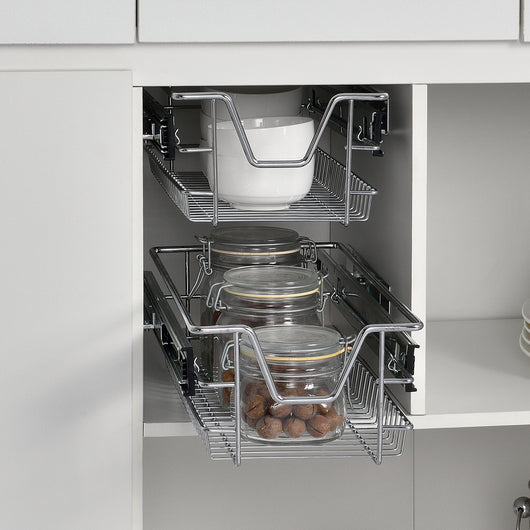 Set di 2 Cassetti Telescopici Estraibili a Rete con Guide in Acciaio 27x44x14 cm [en.casa]