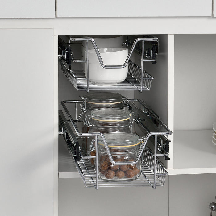 Set di 2 Cassetti Telescopici Estraibili a Rete con Guide in Acciaio 27x44x14 cm [en.casa]