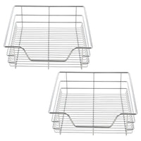 Set di 2 cestelli portaoggetti con guide telescopiche ad estrazione totale fino a 20 kg acciaio cromato 47 x 44 x 14 cm argento 03_0005765