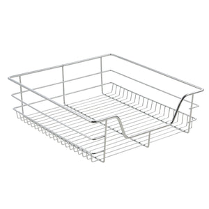 Set di 2 cestelli portaoggetti con guide telescopiche ad estrazione totale fino a 20 kg acciaio cromato 57 cm argento 03_0005766