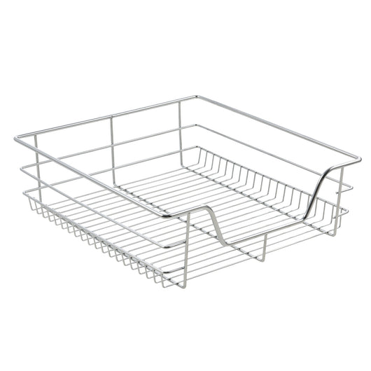 Set di 2 cestelli portaoggetti con guide telescopiche ad estrazione totale fino a 20 kg acciaio cromato 57 cm argento 03_0005766