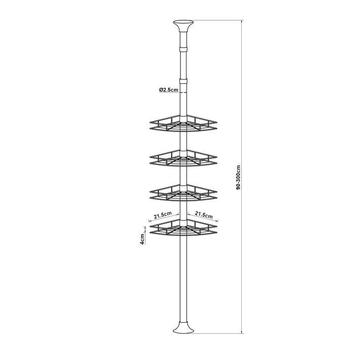 Mensola doccia telescopica Haapavesi acciaio inox 90 - 300 cm cromo 03_0006974