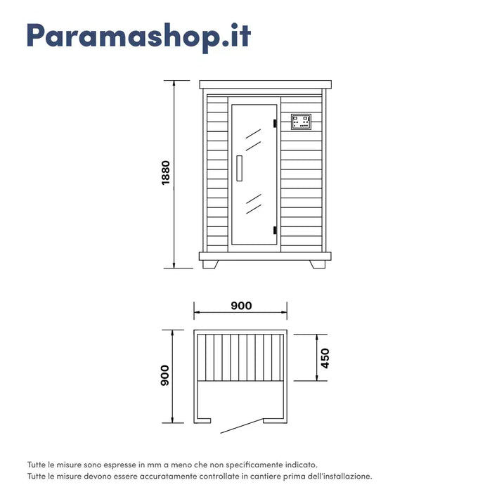 Sauna ad infrarossi 90x90 cm H188 in legno di cedro con radio integrata|Helsinki