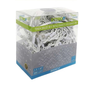 Tenda Luminosa Da Esterno IP65 3M X 1M Con 200 Luci Led Bianco Freddo Con Connettore Prolungabile